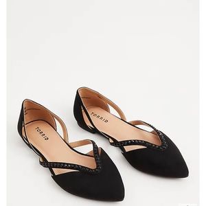 NWT TORRID black faux suede pointed toe flat xtra wide